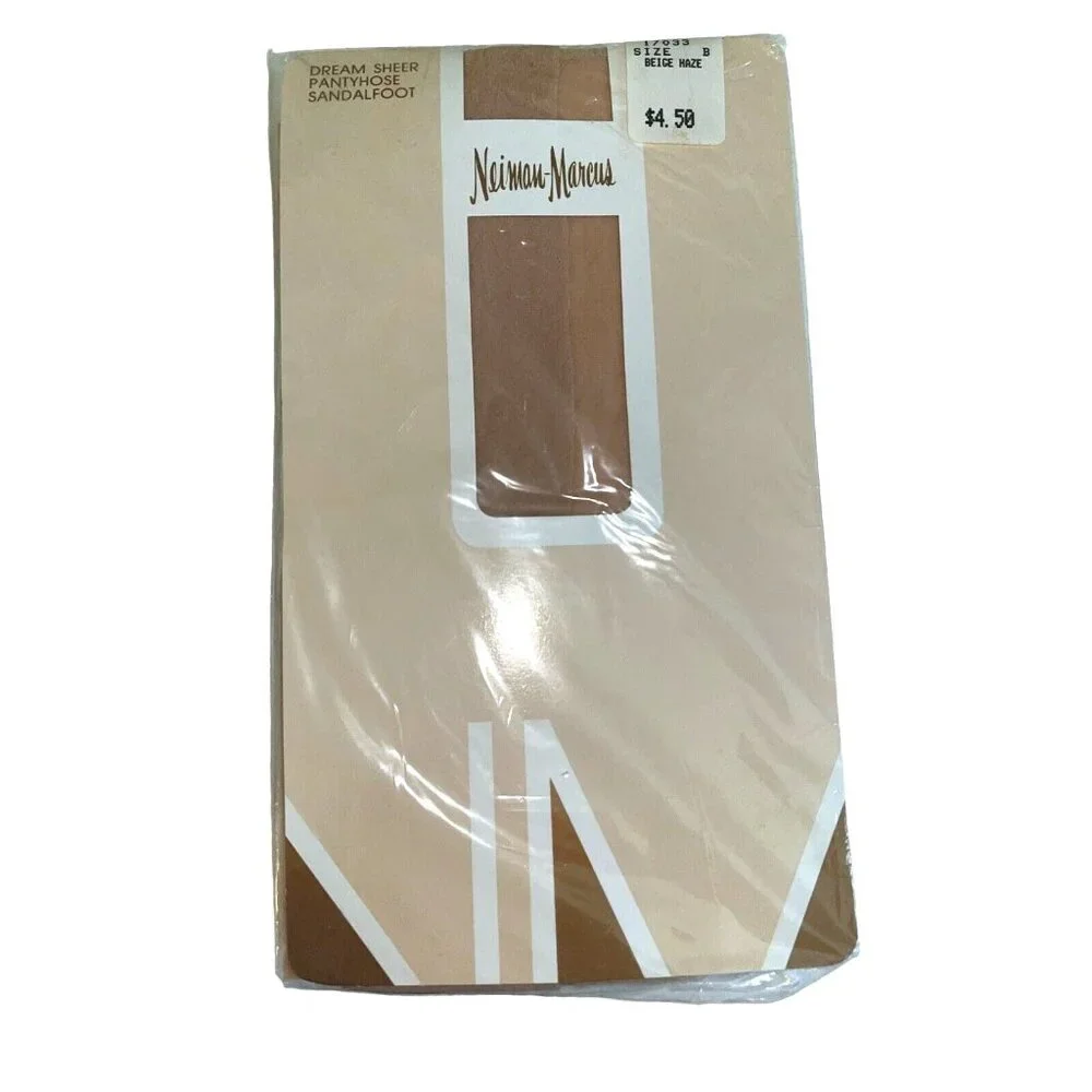 Vtg Neiman Marcus Dream Sheer Sandalfoot BEIGE HAZE Size B Pantyhose NOS